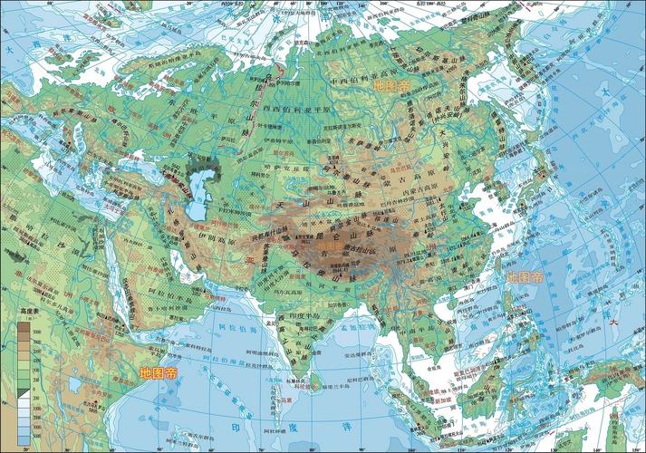 地图帝 微信公众号:地图帝 亚洲 大中国 朝鲜半岛三面环海,北边连着