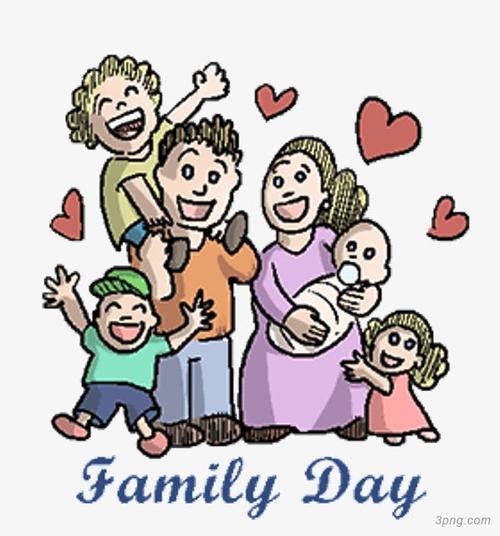 家庭日插画png素材透明免抠图片卡通手绘