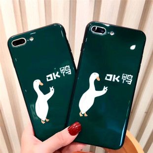 烤瓷ok鸭 猫华为荣耀play手机壳5a/7x/v9play仿玻璃v10情侣保护套