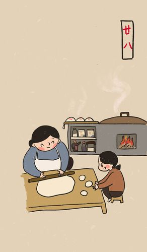 年俗系列简笔插画明信片闪屏