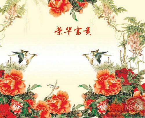 1028图-财富图案图片-荣华富贵-cfa-1392-艺术玻璃移门