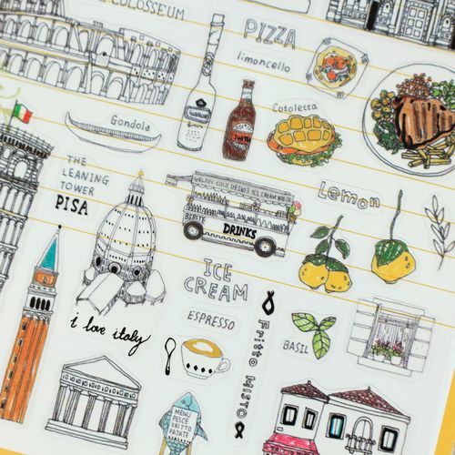 韩国sonia日记手帐pvc透明建筑贴纸纽约伦敦莫斯科巴黎手账贴纸