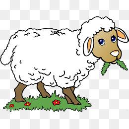 白色小羊吃草图