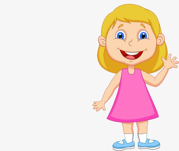打招呼的黄色卡通女孩
