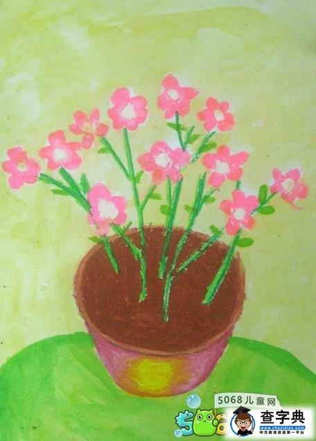 花儿开了花盆里的花儿童画作品欣赏