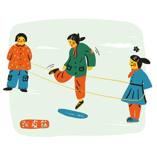 老师示范跳皮筋的玩法