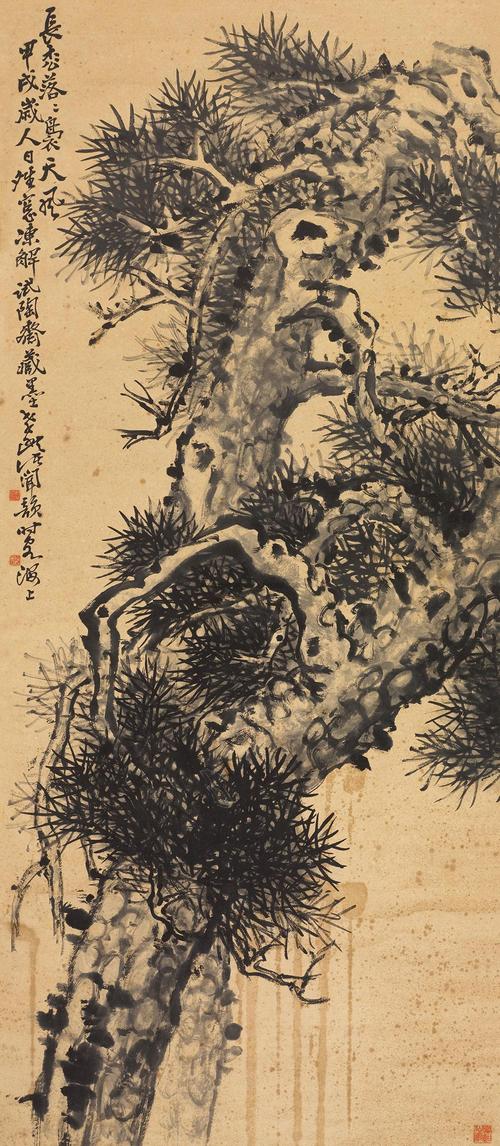 0135松树立轴水墨纸本