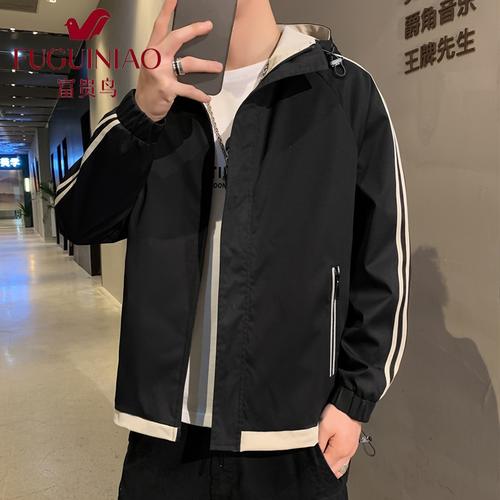 外套男士春秋季新款韩版潮流休闲修身帅气连帽夹克秋装上衣服男装视频