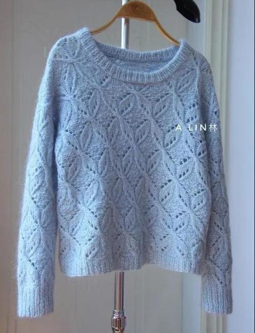 手织女士毛衣,粗棒针蝶形花样套头毛衣,diy手工编织附