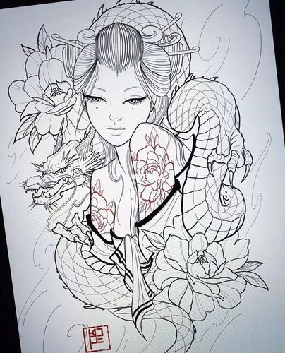 御龙舞姬_纹身_烈焰_纹身素材_美妆_彩妆