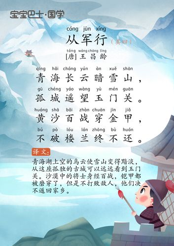 【6岁 进阶版】《从军行(其四)》唐诗-王昌龄-不破楼兰终不还
