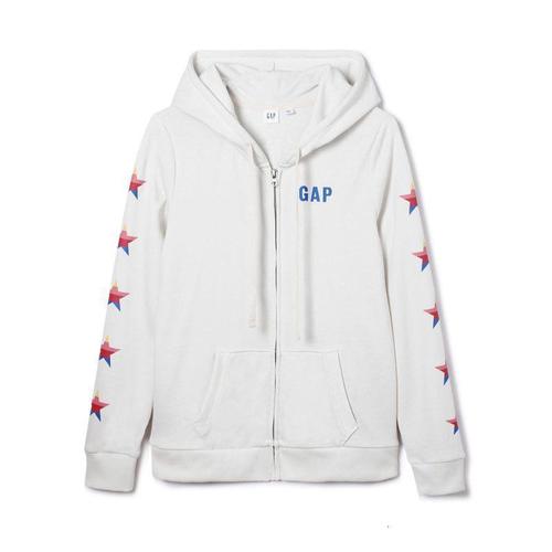 gap女装休闲拉链连帽衫春256942时尚logo星星印花卫衣外套视频