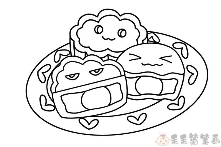 中秋节月饼简笔画,中秋节月饼怎么画