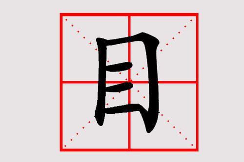 "目"在田字格中的笔画顺序.