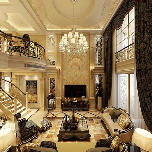 豪华欧式客厅吊顶装修效果图案例 设计理念: 欧式风格是别墅设计中