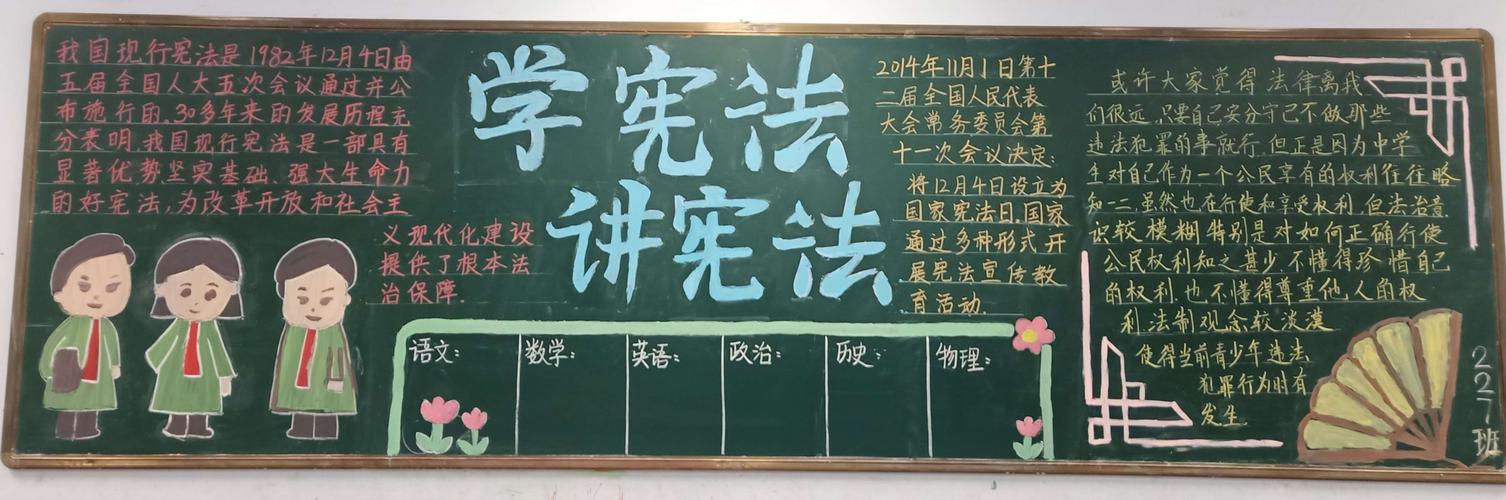【法制教育】运城格致中学宪法宣传周主题黑板报展示