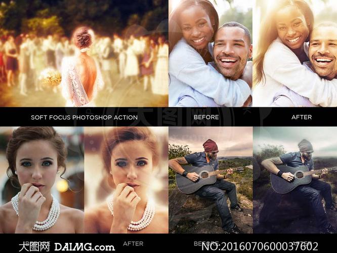 人像照片添加朦胧光效特效ps动作