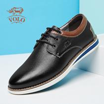 volo/犀牛男鞋夏季新款休闲鞋细摔软牛皮英伦休闲潮鞋运动休闲鞋