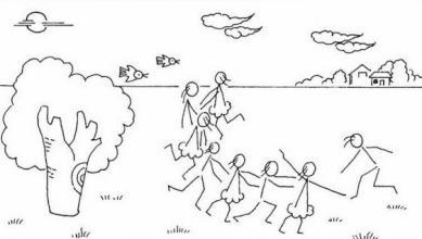 小朋友玩游戏老鹰捉小鸡简笔画5068儿童网 简笔画 人物简笔画 小