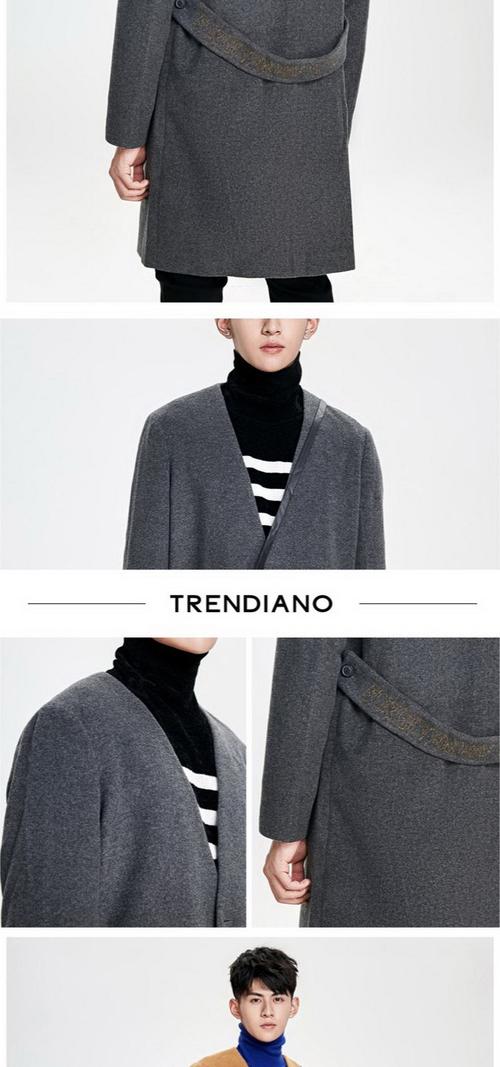 trendianov领字母长羊毛呢大衣3ji3340590304_唯品会