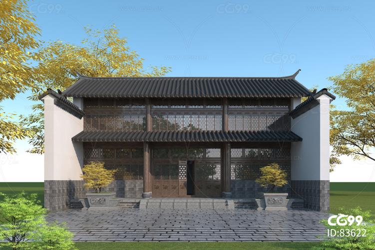 传统民居,中式民居,木格门木格花窗,四合院厢房,寺庙厢房