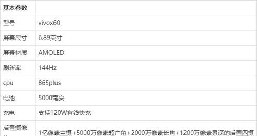 vivo x60手机参数-vivo x60参数配置详情
