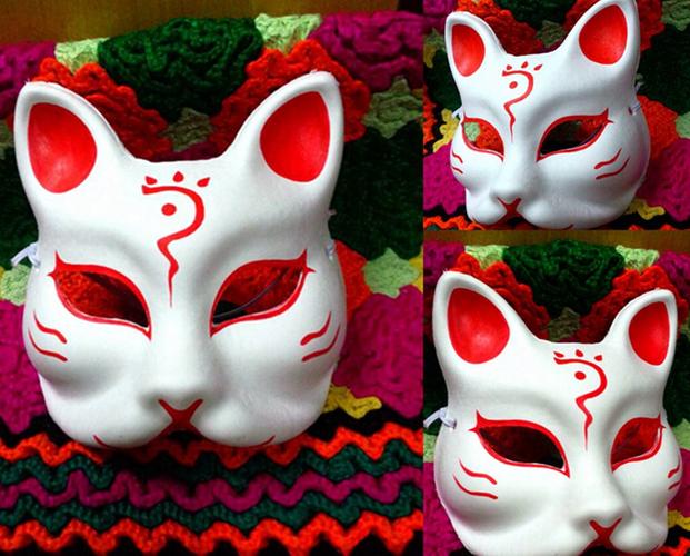 卡通动漫夏目友人帐猫咪老师拟人化斑大佬手绘半脸面具特价甩