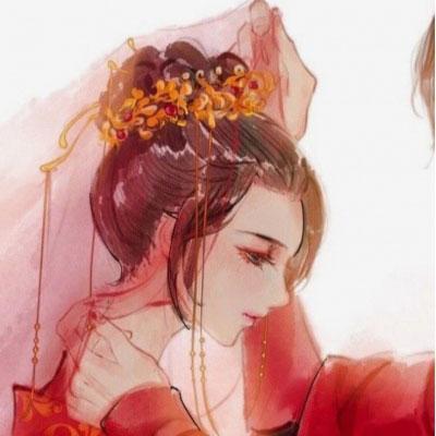 新郎新娘卡通情侣头像 古装新郎新娘一对两张头像