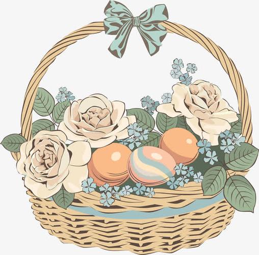 手绘花朵鸡蛋花篮