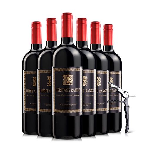 法国原瓶进口红酒 赫里蒂岭干红葡萄酒750ml*6 赠海马