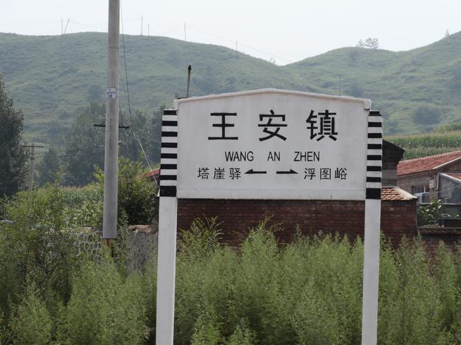 河北省涞源县王安镇火车站站名指示牌
