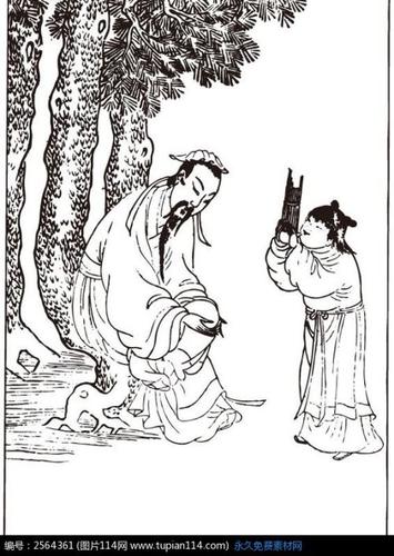 梅花树下的古代美女简笔画