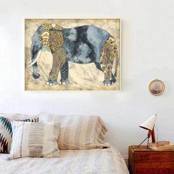 大象客厅装饰画超大办公室壁画巨幅玄关卧室餐厅抽象艺术横幅挂画