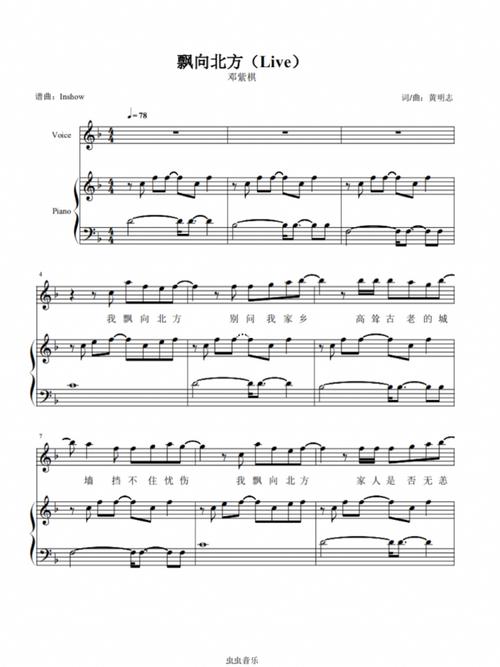 邓紫棋-飘向北方(live)弹唱谱 钢琴谱_钢琴谱_邓紫棋_弹唱_娱乐_音乐
