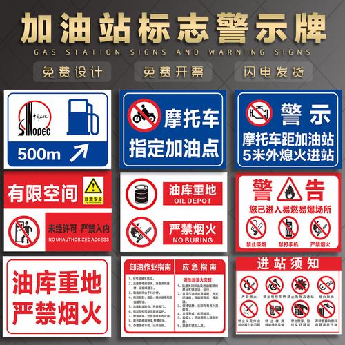 标志加油站烟火严禁措施处置应急岗位操作规程安全标志牌