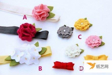 个性韩式带花布艺发带发卡的制作方法教程