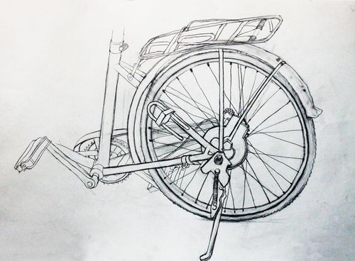 速写的自行车的局部,然后又做了变形重组