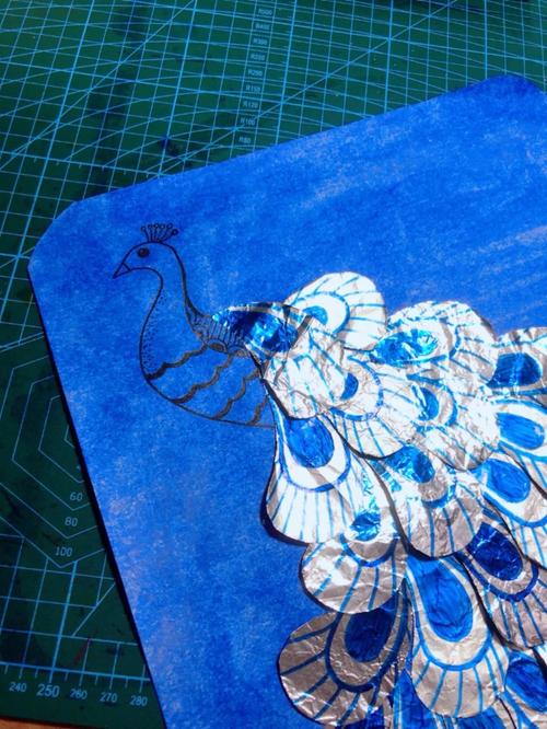 创意教程---孔雀手工画,找不到更简单的方法了,不服来战