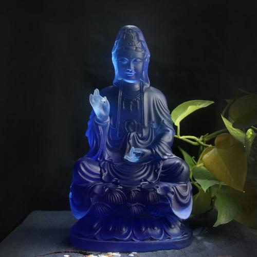 26cm琉璃观音像送子观音菩萨摆件莲花观音高档佛像摆件