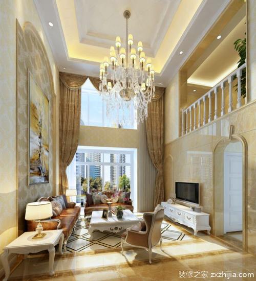 欧式风格豪华别墅客厅吊顶设计