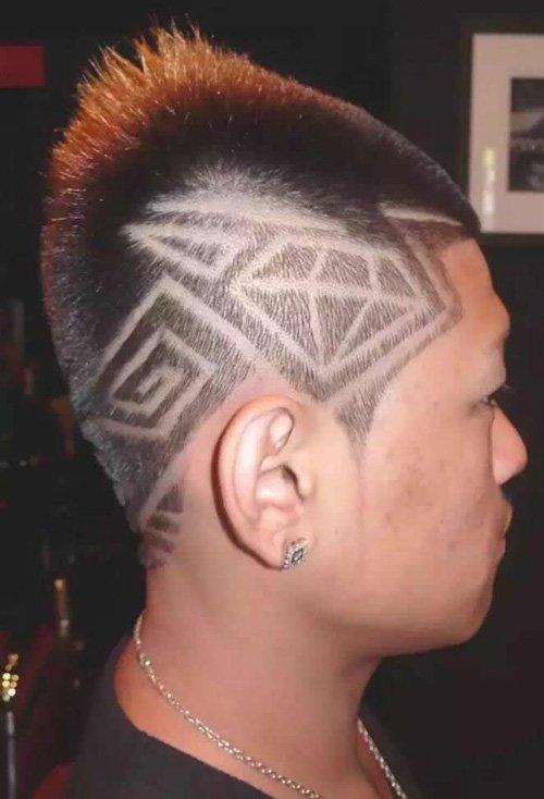 男生鬓角刻图案的发型 帅气与你为伍短头发打造