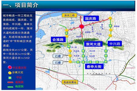据公示,淮南城市畅通一环工程由五条路组成,国庆路,合淮路,中兴路