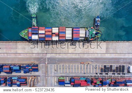 container ship in export and import business and logistics.