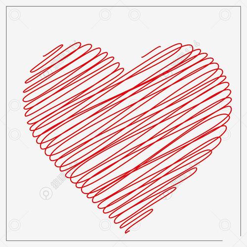 线条手绘桃心红色爱心