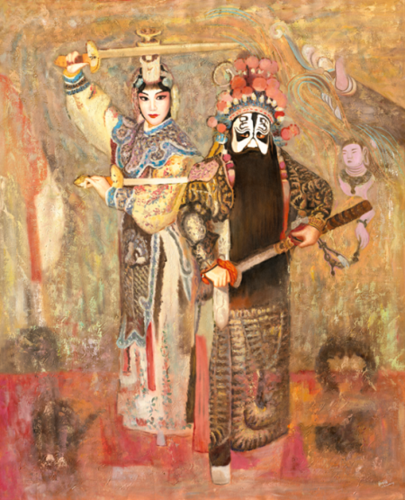 米巧铭京剧油画作品展亮相呼和浩特