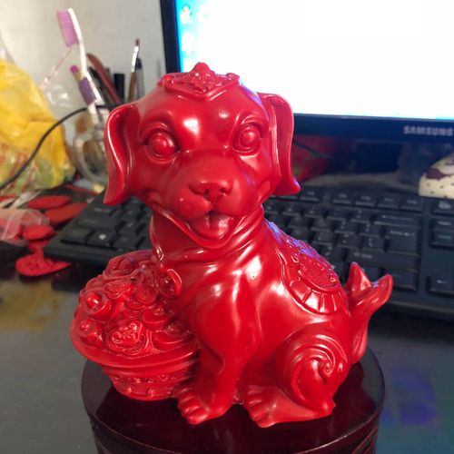 帝王红福狗高含量朱砂生肖招财狗风水摆件旺财纳福
