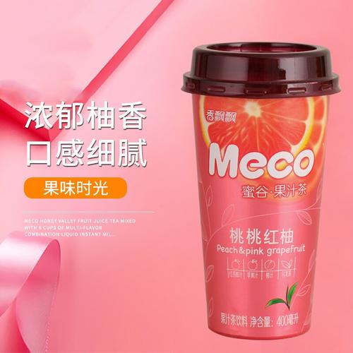 香飘飘 meco蜜谷果汁茶桃桃红柚味 400ml 单位:杯