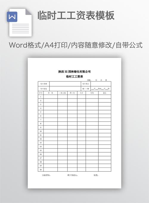 临时工工资表模板