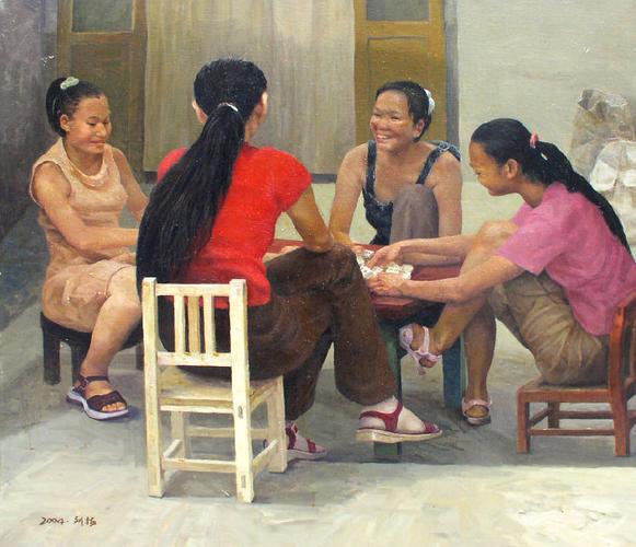 《农家女》 人物油画