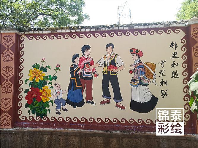 昆明大板桥街道办一朵云社区彝族文化墙体彩绘
